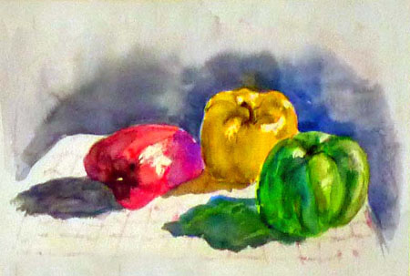 Verde giallo rosso peperoni in una cucina buia  9 marzo 2009